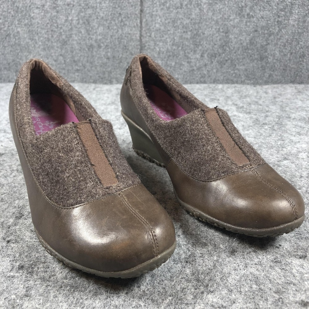 Merrell Womens 9 Espresso Tulip Wedge Slip On Vibram QForm Shoes
